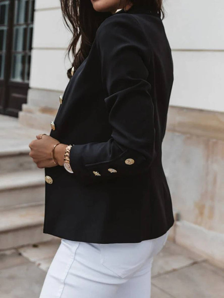 Drune | Kurz Offiziersjackett mit Knopfkragen Damen Eleganter Blazer