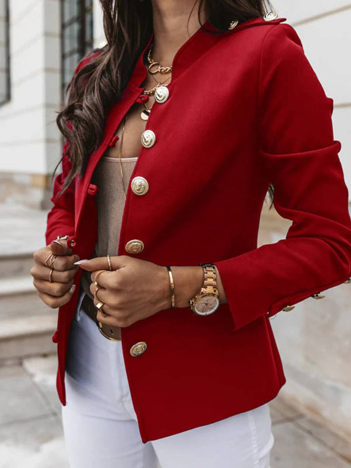Drune | Kurz Offiziersjackett mit Knopfkragen Damen Eleganter Blazer
