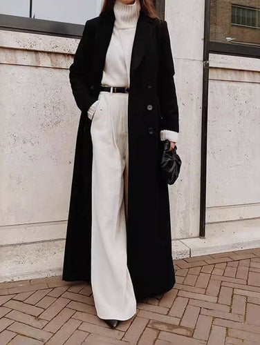 Drune | schwarze Überjacke - eleganter Mantel mit geräumigen Taschen