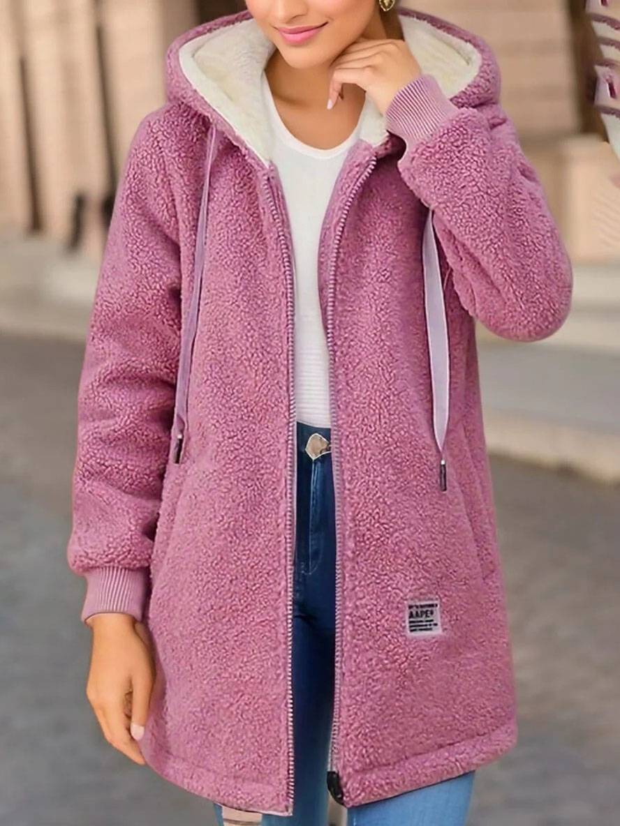 Drune | Mittel-Langen Hoodie Polar Jacke Reißverschluss Lange Ärmel Damen Freizeit Locker Jacke
