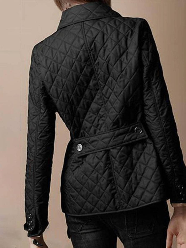 Drune | Kurzer Einfarbiger Mantel mit Knopf-Taschen Revers Lange Ärmel Damen Elegante Freizeitjacke