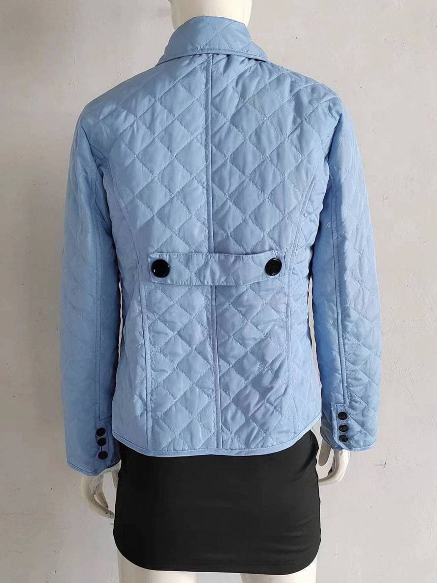 Drune | Kurzer Einfarbiger Mantel mit Knopf-Taschen Revers Lange Ärmel Damen Elegante Freizeitjacke