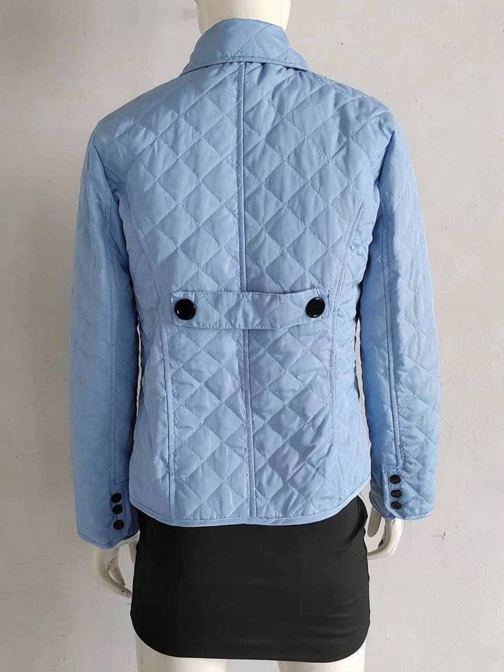 Drune | Kurzer Einfarbiger Mantel mit Knopf-Taschen Revers Lange Ärmel Damen Elegante Freizeitjacke