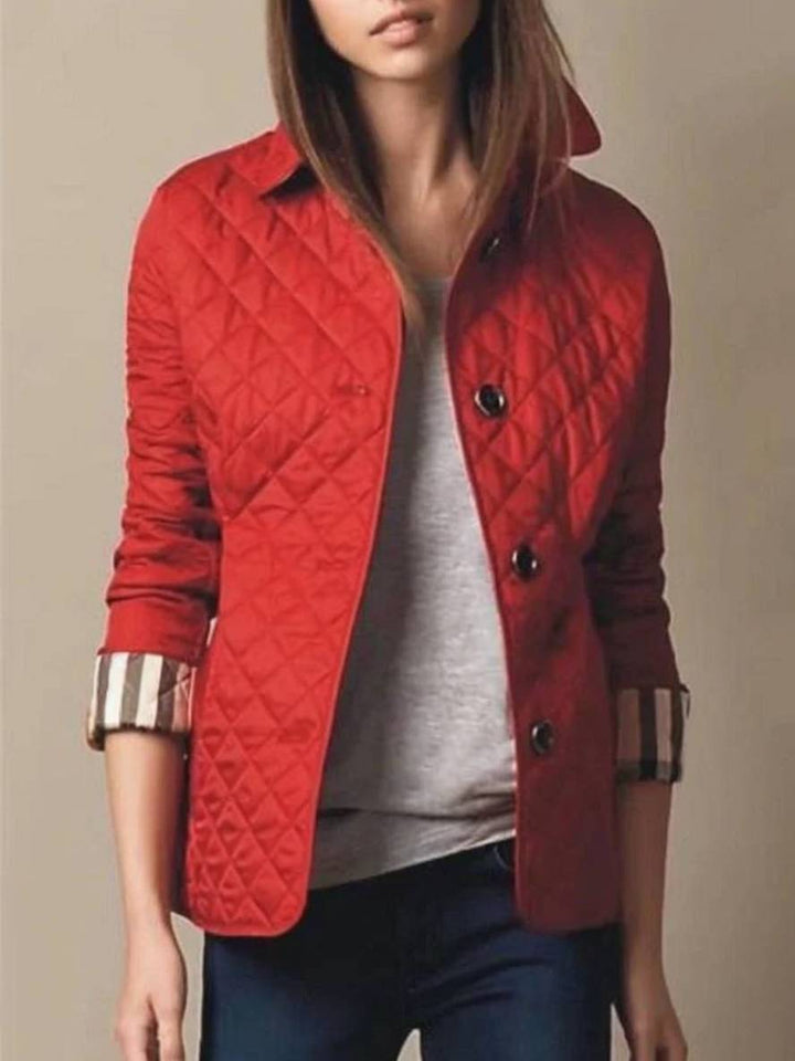 Drune | Kurzer Einfarbiger Mantel mit Knopf-Taschen Revers Lange Ärmel Damen Elegante Freizeitjacke