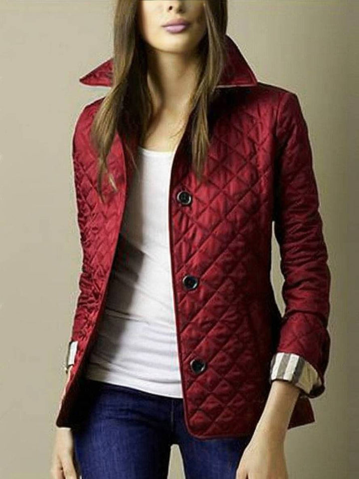 Drune | Kurzer Einfarbiger Mantel mit Knopf-Taschen Revers Lange Ärmel Damen Elegante Freizeitjacke