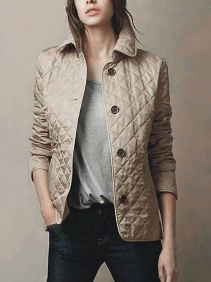 Drune | Kurzer Einfarbiger Mantel mit Knopf-Taschen Revers Lange Ärmel Damen Elegante Freizeitjacke