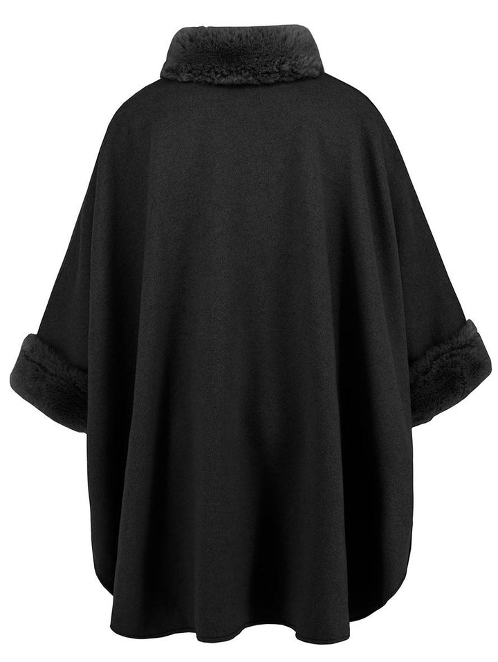 Drune | Mid-Length Poncho Mantel Damen Unregelmäßig Knöpfe Fledermausärmel Damen Elegant Lässig Oversized Jacke