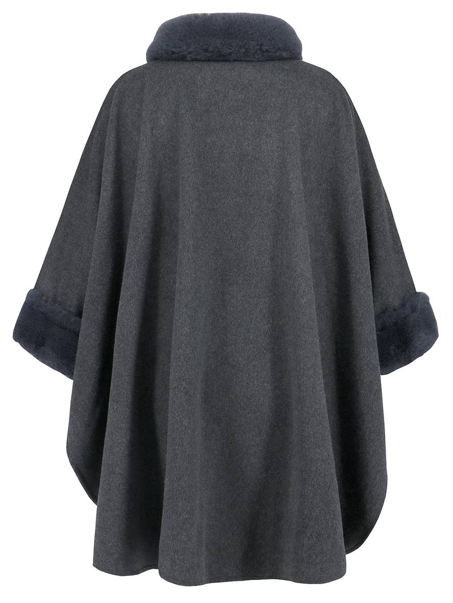 Drune | Mid-Length Poncho Mantel Damen Unregelmäßig Knöpfe Fledermausärmel Damen Elegant Lässig Oversized Jacke