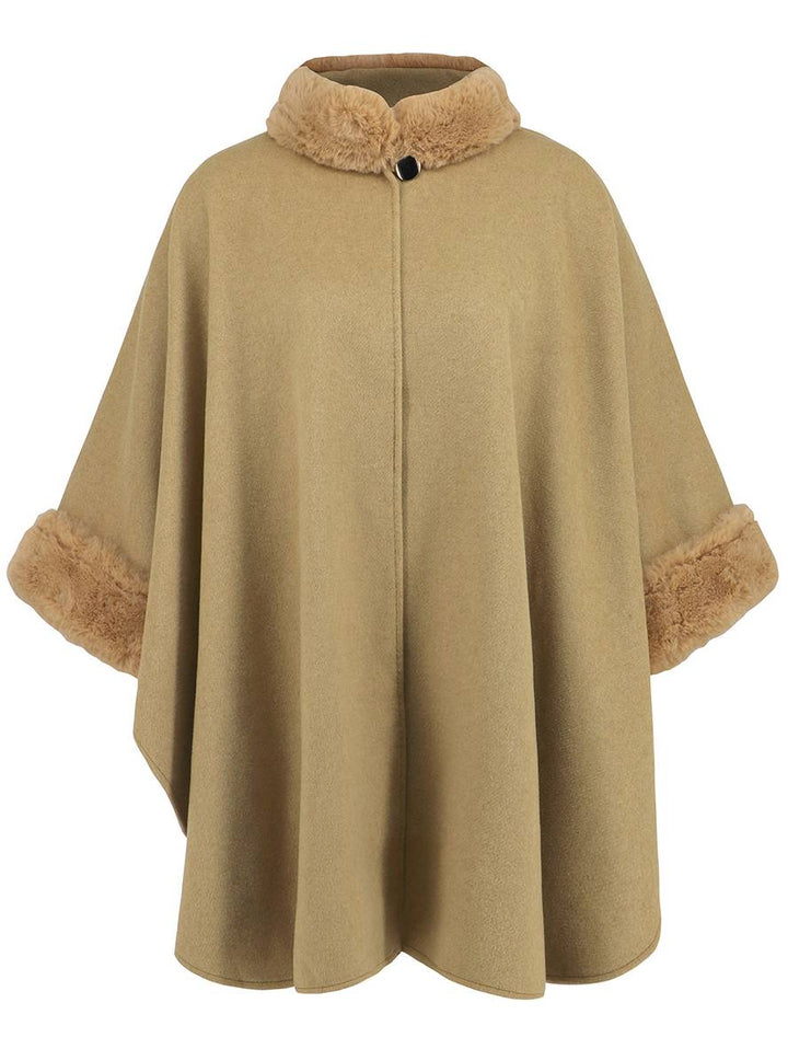 Drune | Mid-Length Poncho Mantel Damen Unregelmäßig Knöpfe Fledermausärmel Damen Elegant Lässig Oversized Jacke