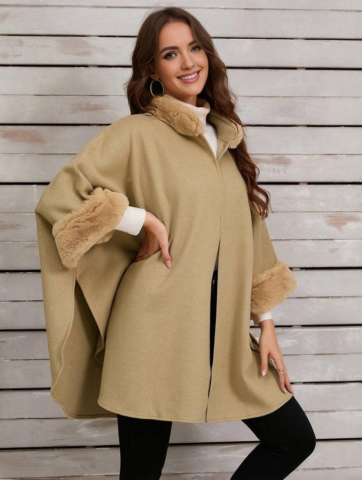 Drune | Mid-Length Poncho Mantel Damen Unregelmäßig Knöpfe Fledermausärmel Damen Elegant Lässig Oversized Jacke