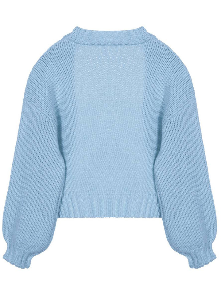 Drune | Cardigan aus Grobstrick Einfarbig mit Abfallenden Schultern Langarm Damen Elegant Lässig Weit Oversized Blouson