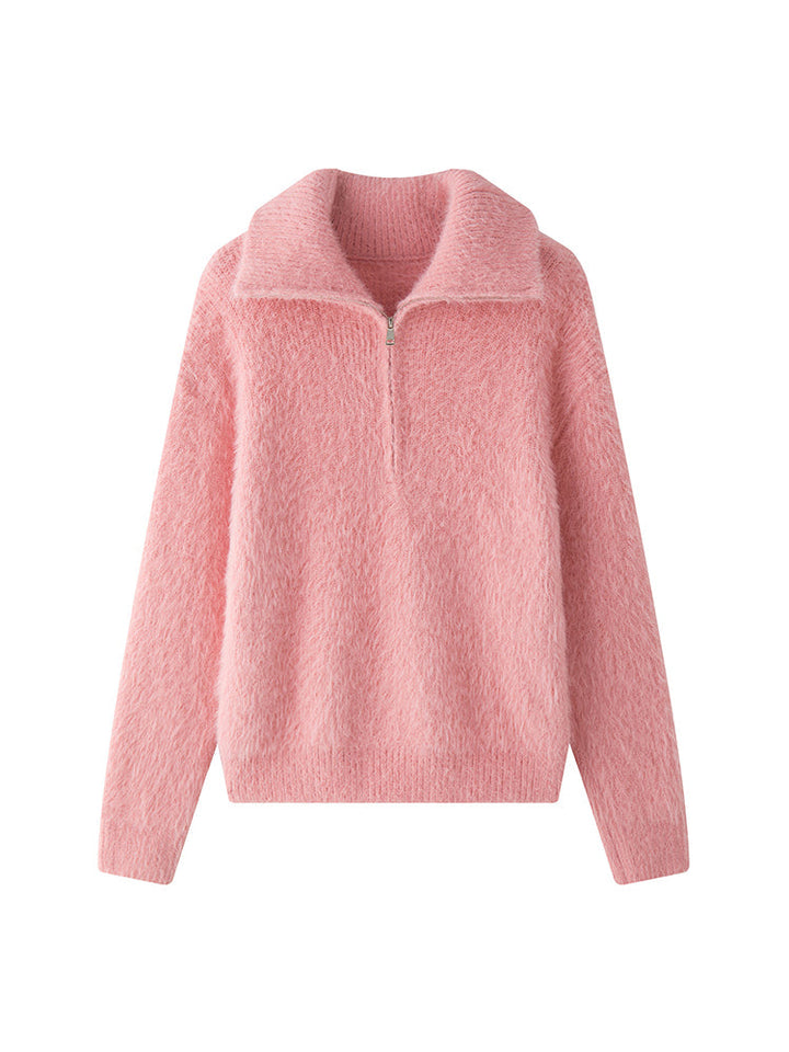 Drune | Flauschiger Pullover mit Reißverschluss