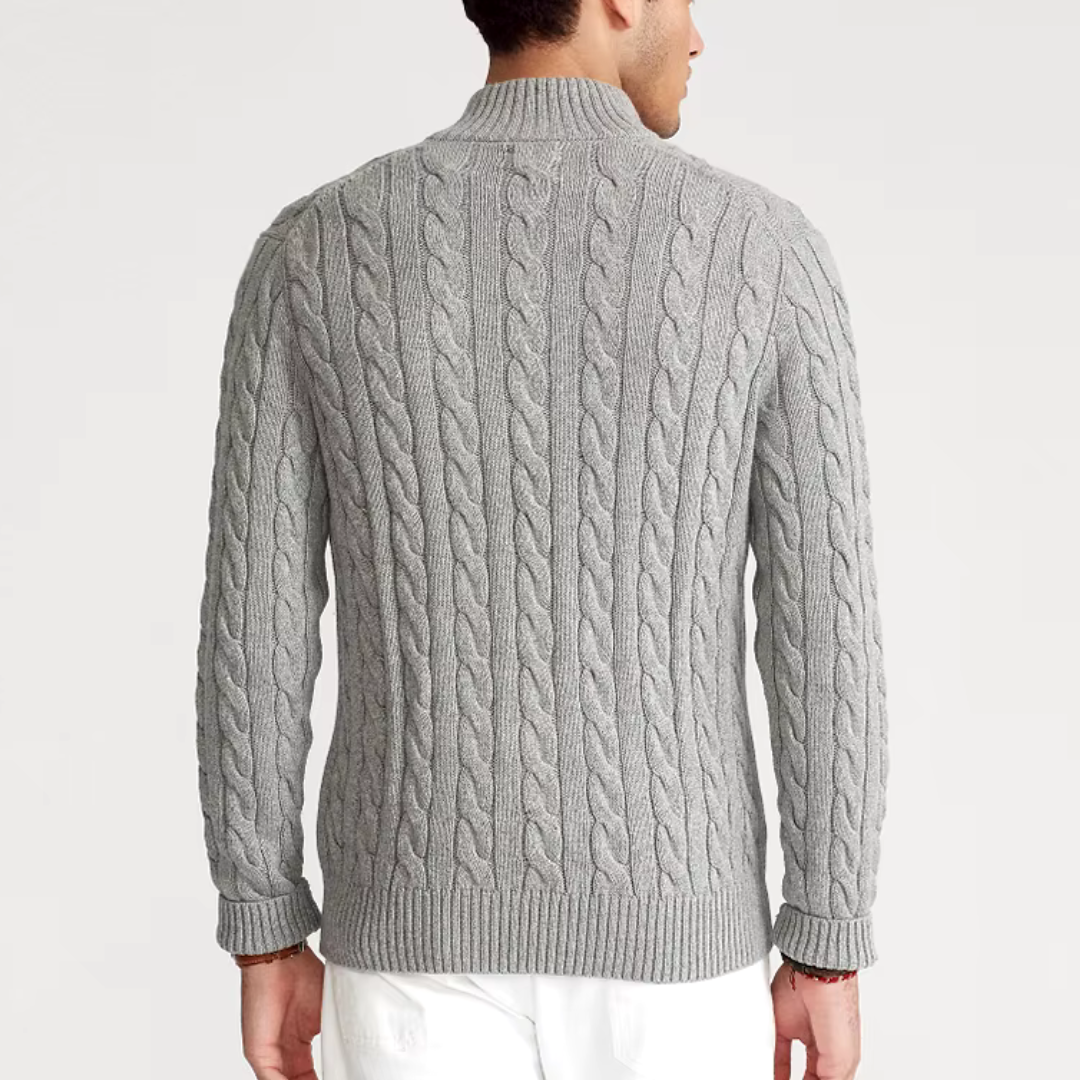 Drune | Pullover mit Zopfmuster und halbem Reißverschluss - Eleganter Freizeit-Strickpullover