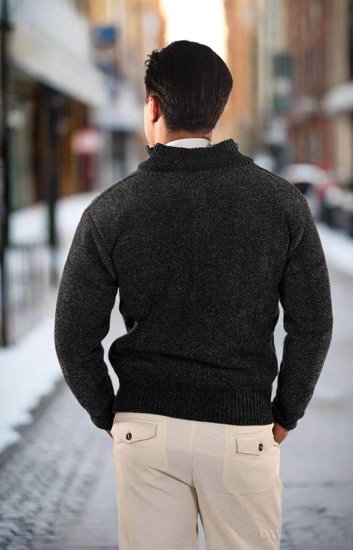 Drune | Reißverschluss Stricktextur Slim Fit Stehkragen Gerippte Kanten