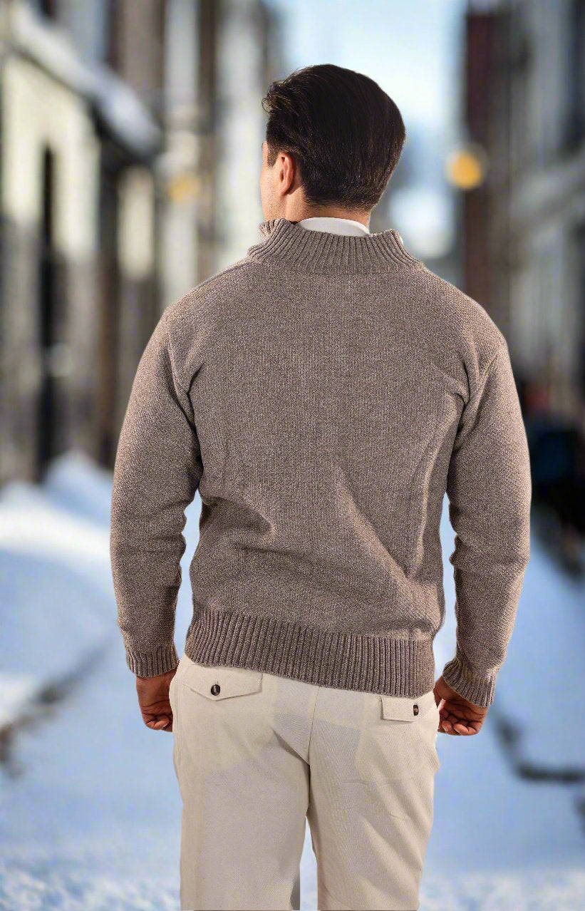 Drune | Reißverschluss Stricktextur Slim Fit Stehkragen Gerippte Kanten