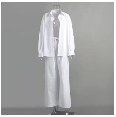 Damen Luftiges Leinen-Ensemble mit weitem Schnitt Drune