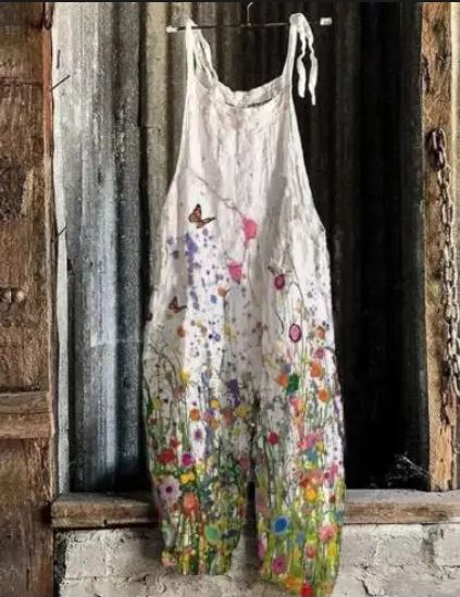 Drune | Große Blumenmuster Leichte Stoff Latzhose