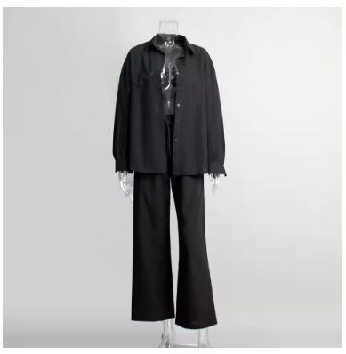 Damen Luftiges Leinen-Ensemble mit weitem Schnitt Drune