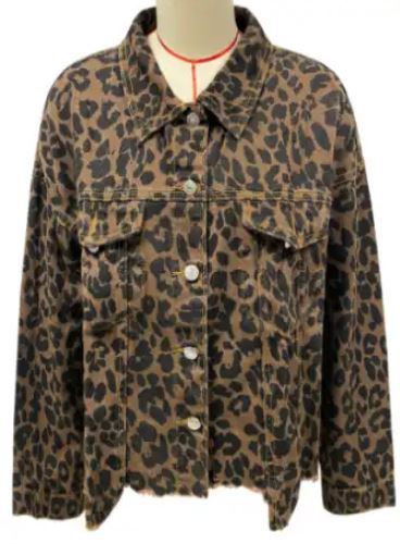 Damen Jeansjacke im angesagten Leo-Print mit lässigem Schnitt Drune