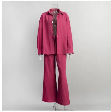 Damen Luftiges Leinen-Ensemble mit weitem Schnitt Drune