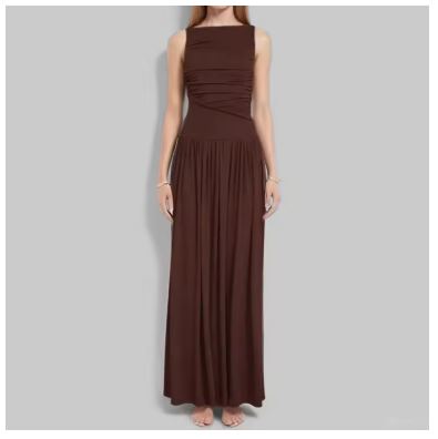 Damen Maxikleid mit figurbetontem Oberteil und fließendem Rock Drune