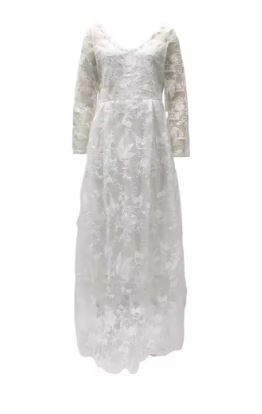 Damen Elegantes Abendkleid mit floralen Spitzendetails und Schleppe Drune