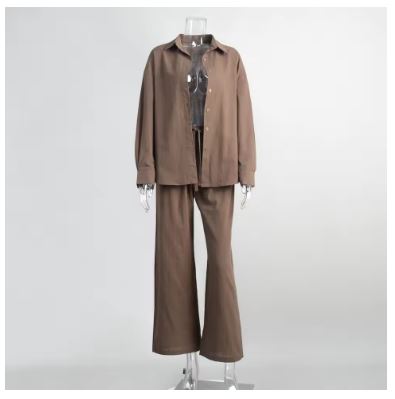Damen Luftiges Leinen-Ensemble mit weitem Schnitt Drune