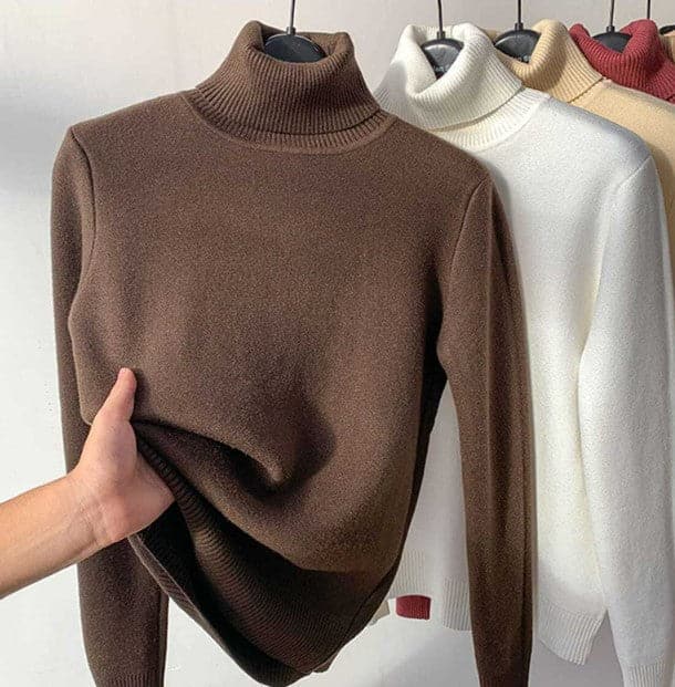 Drune | Woll-Turtleneck-Pullover Geripptes Slim Fit Sweatshirt