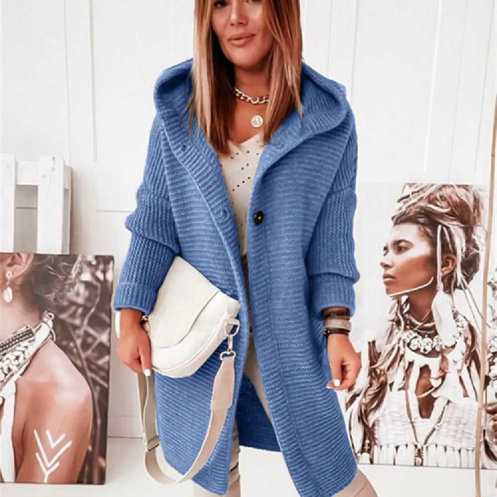 Drune | Strick Kapuzenpullover Cardigan mit Knöpfen