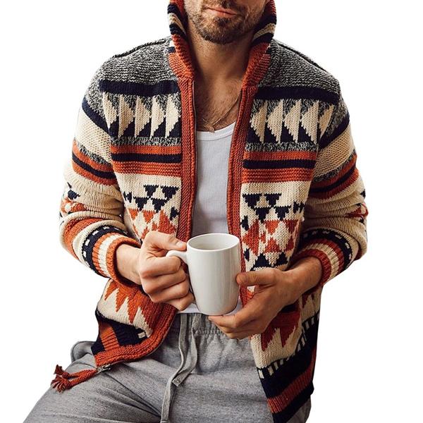 Drune | Cardigan für Herren, Geometrisches Design - Moderner Schnitt