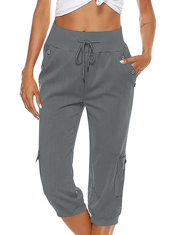 Drune | Elastischer Taillenbund Caprihose Damenbekleidung