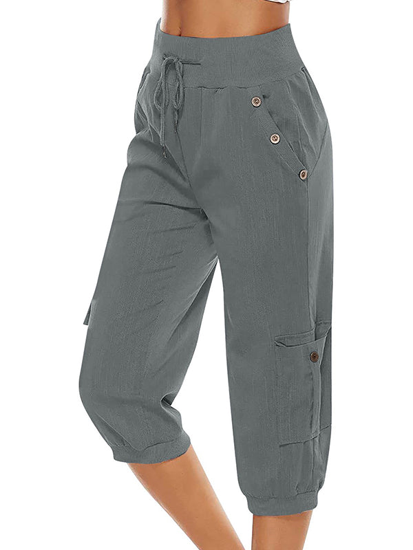 Drune | Elastischer Taillenbund Caprihose Damenbekleidung