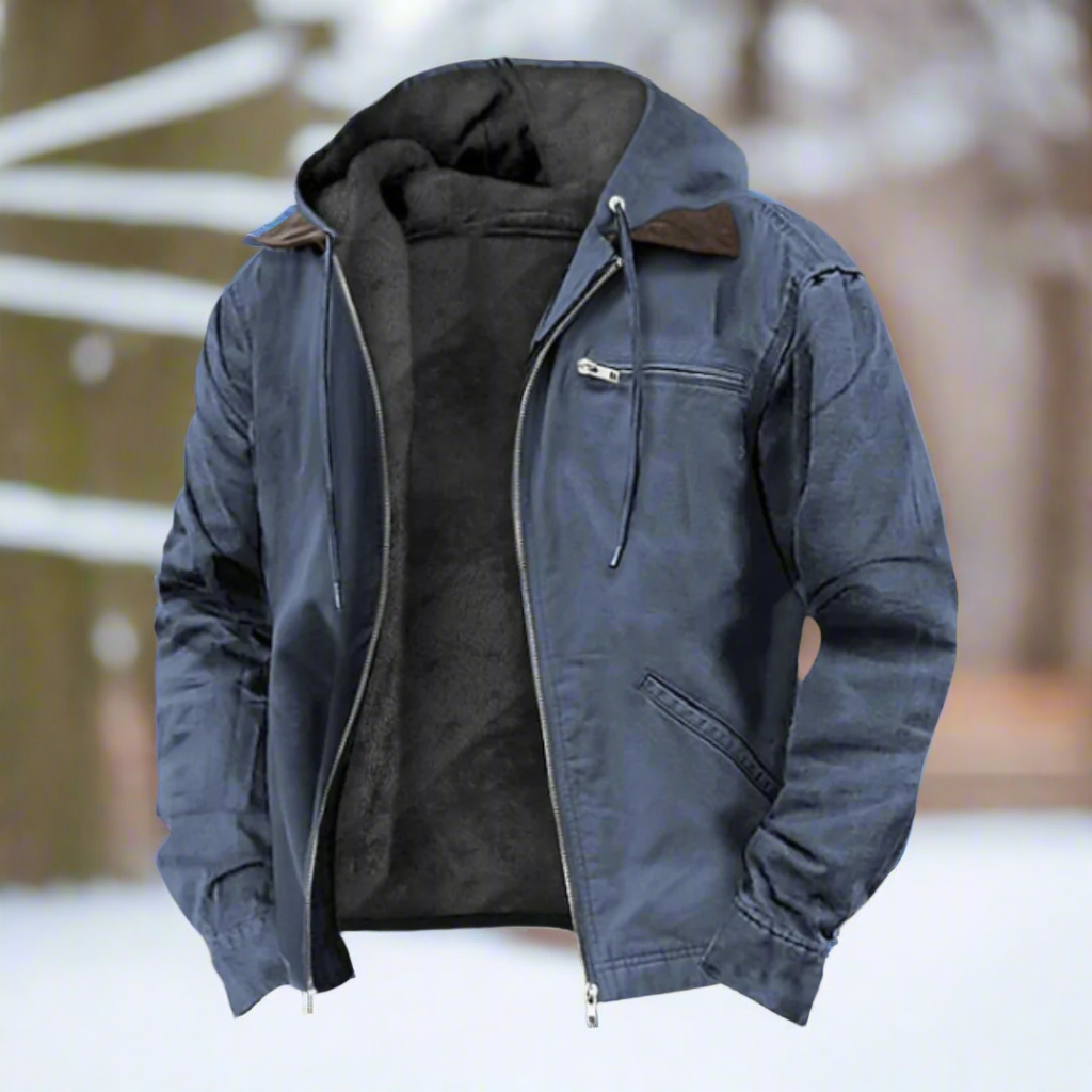 Drune | Baumwoll Kapuzen Winterweste Warm Gefütterte Jacke mit Reißverschluss Vorne