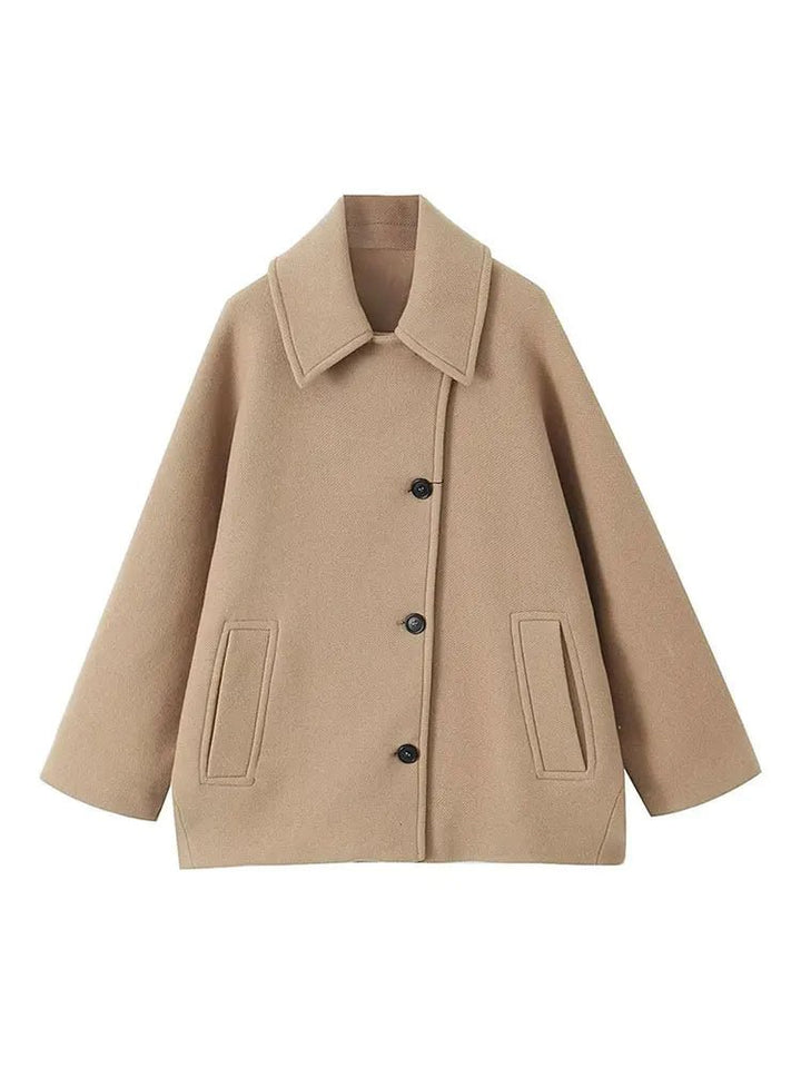 Drune | Wolle-Mischung Cape Mantel - Elegant & Schick - Minimalistischer Stil - Raffinierte Schichtung