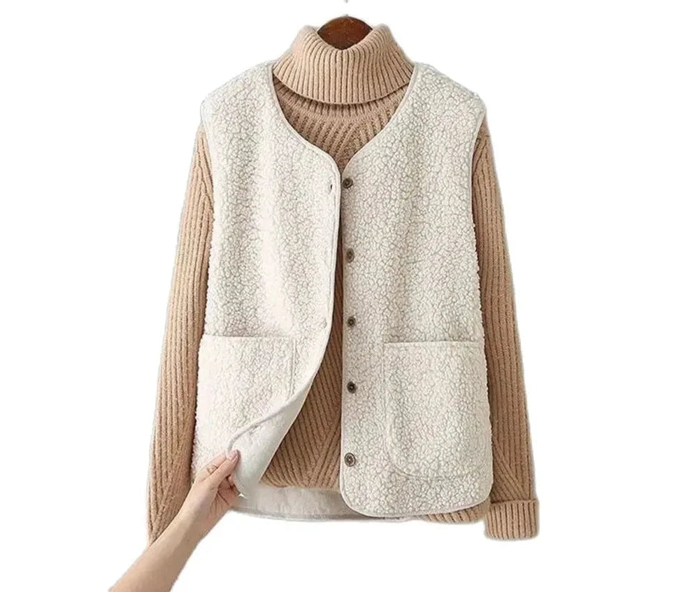 Drune | Damen Wollgilet mit Knopfverschluss und Taschen