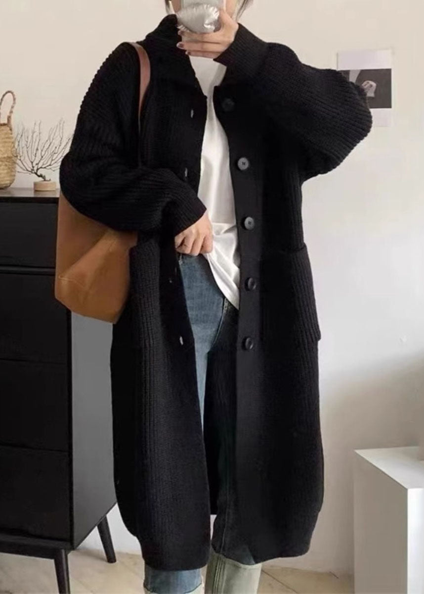 Drune | Damen Lange Strickjacke mit Kragen und Taschen