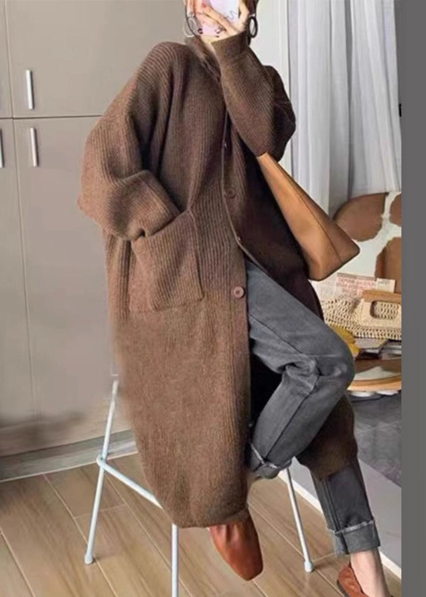 Drune | Damen Lange Strickjacke mit Kragen und Taschen