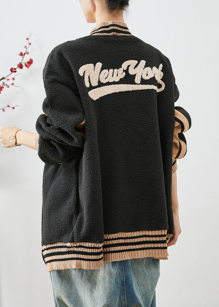 Drune | Schwarze Übergroße Patchwork Teddy Kunstpelzmäntel