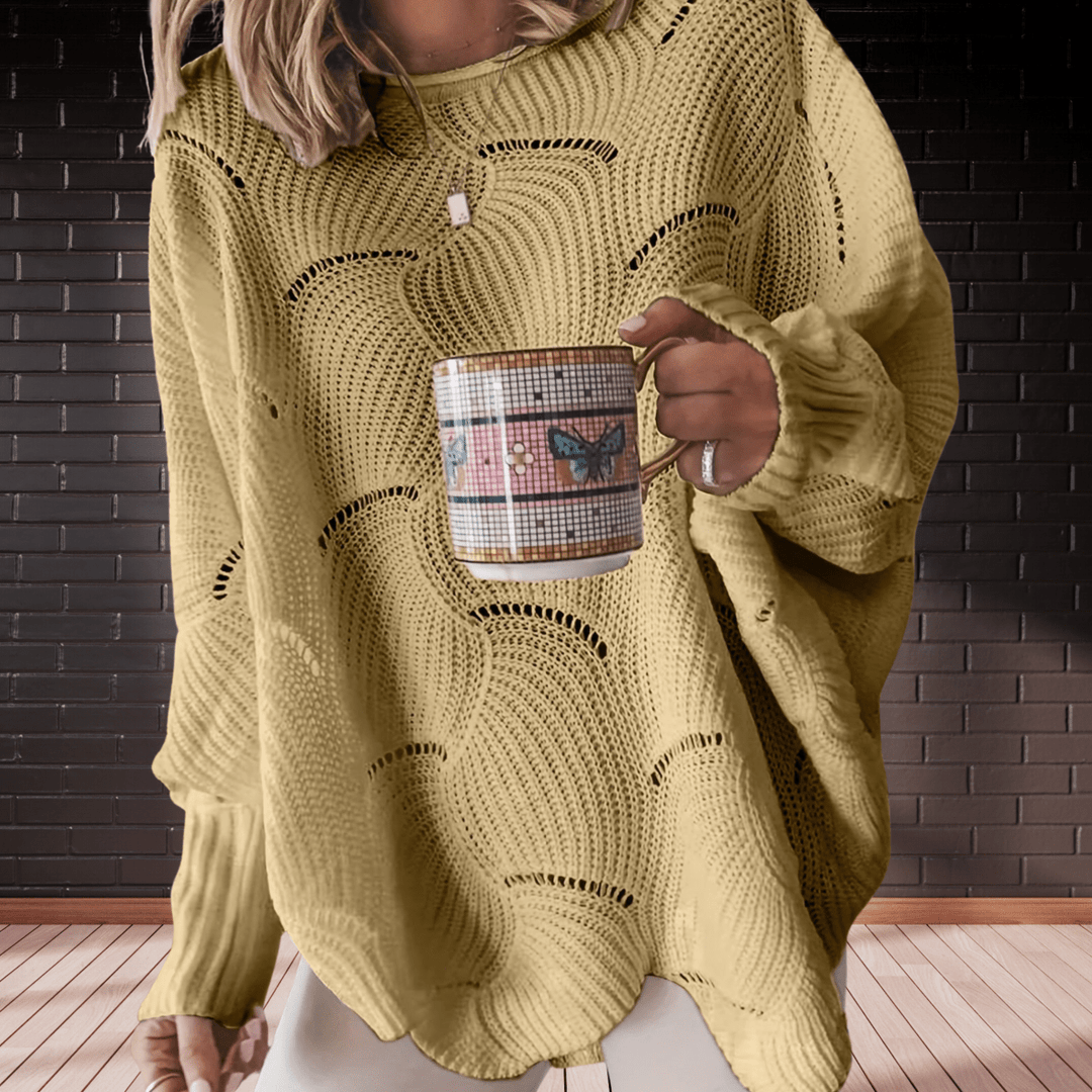 Drune | Damen Herbst-Pullover aus geripptem Stoff mit asymmetrischem Saum