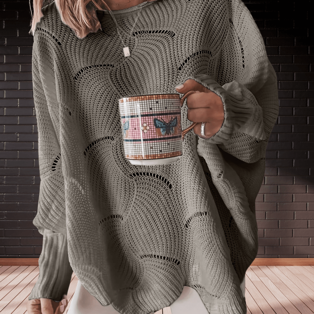 Drune | Damen Herbst-Pullover aus geripptem Stoff mit asymmetrischem Saum