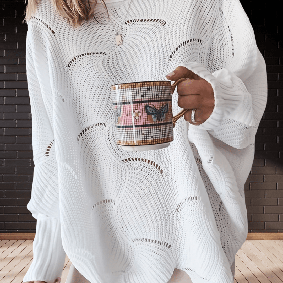 Drune | Damen Herbst-Pullover aus geripptem Stoff mit asymmetrischem Saum