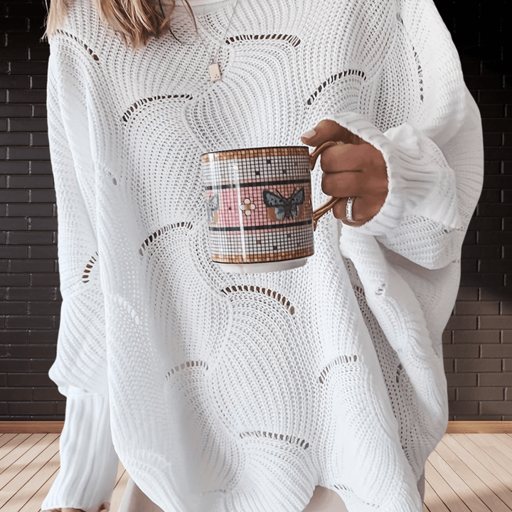 Drune | Damen Herbst-Pullover aus geripptem Stoff mit asymmetrischem Saum