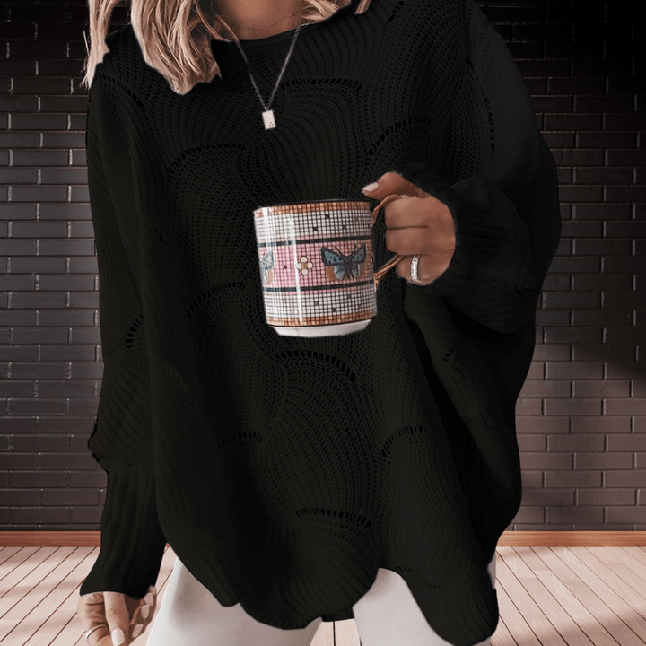 Drune | Damen Herbst-Pullover aus geripptem Stoff mit asymmetrischem Saum