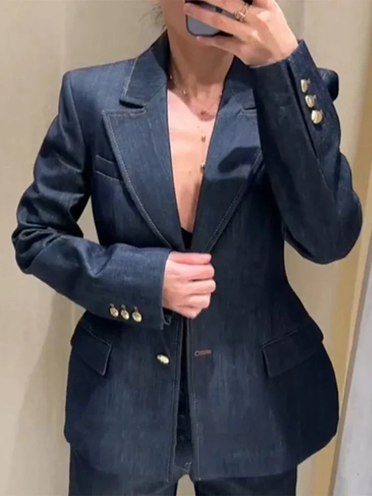 Drune | Jacke Hohe Taille Jeans Büro Zweiteiliger Anzug