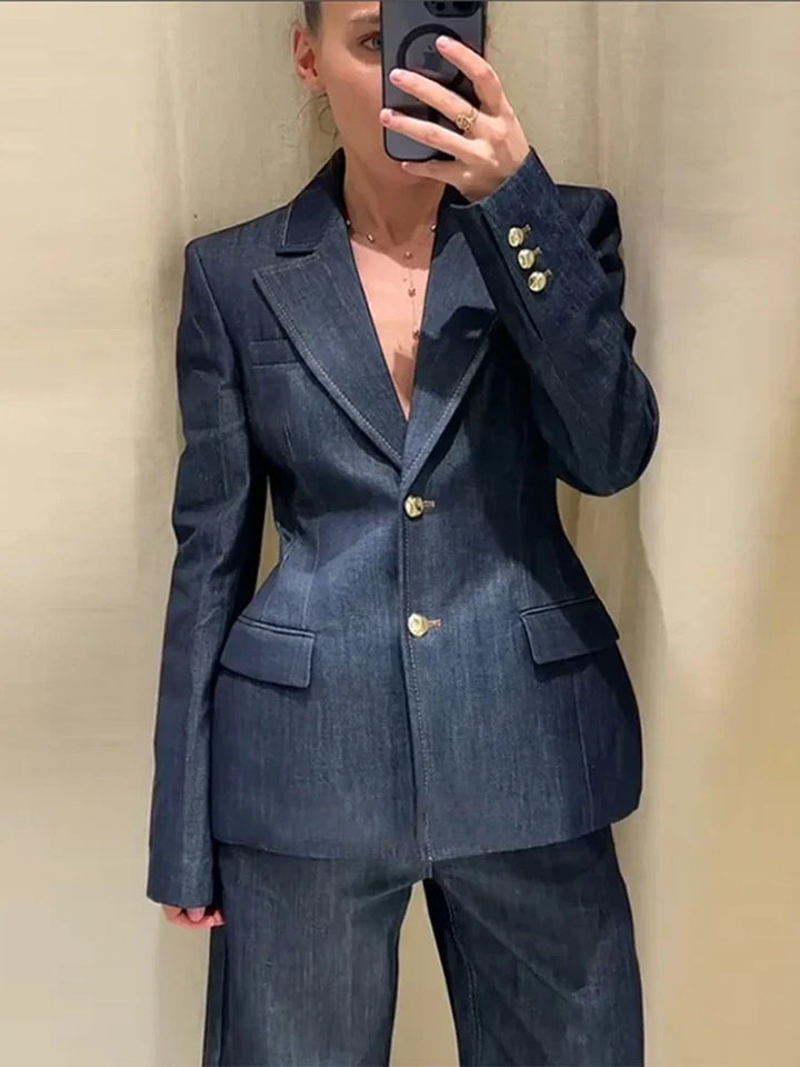 Drune | Jacke Hohe Taille Jeans Büro Zweiteiliger Anzug