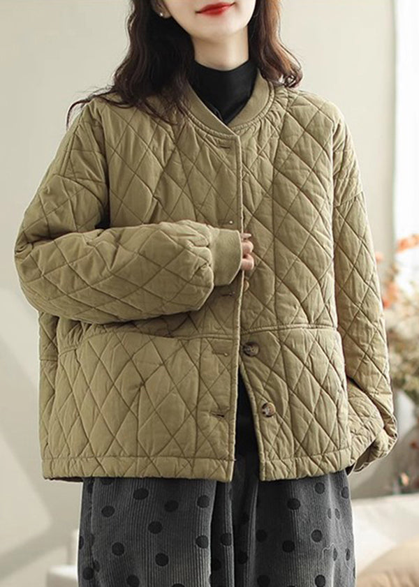 Drune | Brauner Übergröße Warmer Feiner Baumwollgefüllter Mantel Winter