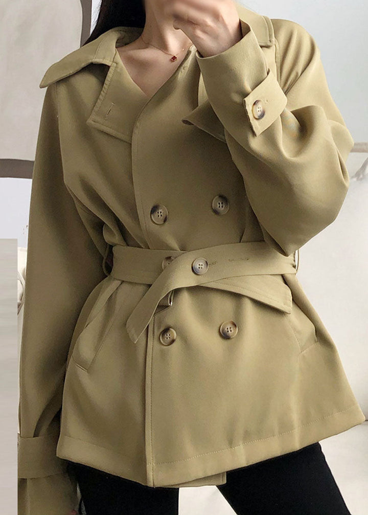 Drune | Khaki Peter Pan Kragen Taschen Knopf Tunika Jacken
