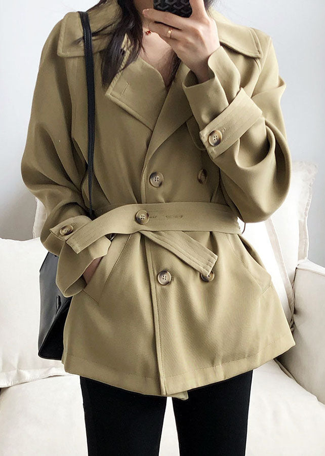 Drune | Khaki Peter Pan Kragen Taschen Knopf Tunika Jacken