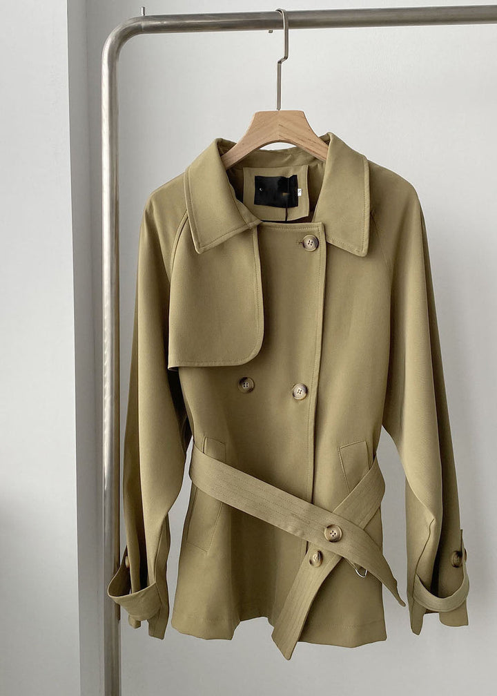 Drune | Khaki Peter Pan Kragen Taschen Knopf Tunika Jacken
