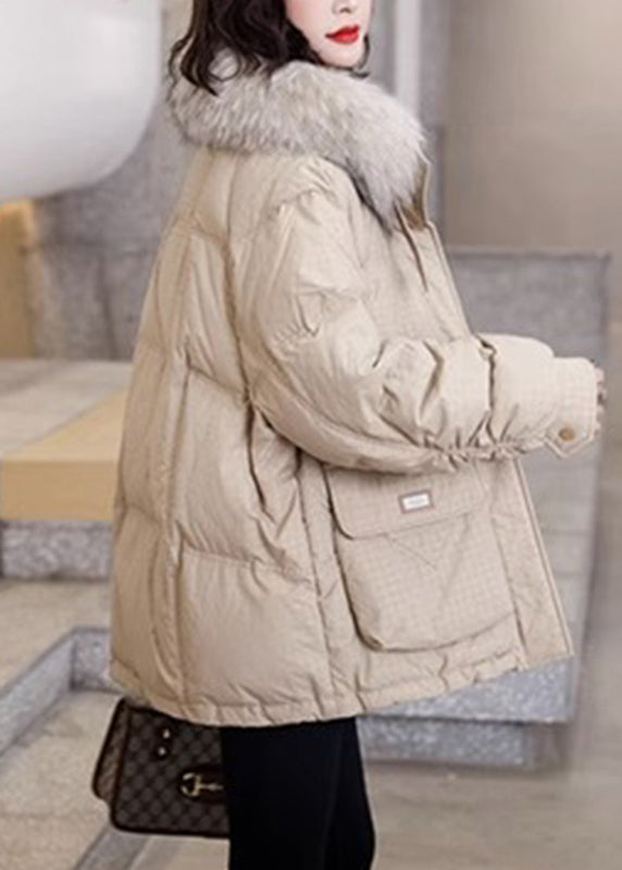 Drune | Khaki Warme Taschen Fuchs Kragen Enten Daunenmäntel Winter